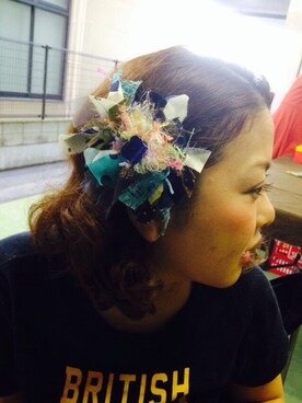 「Handmade（ハンドメイド）のアイテム（バレッタ/ヘアクリップ、ブラック系）」を使った、shioriさん（レディース・155cm）の秋コーディネート