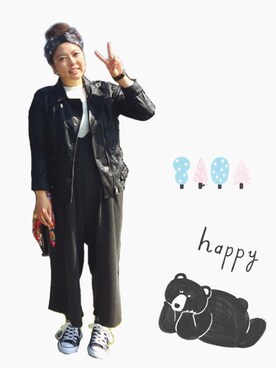 「アイテム（つなぎ/オールインワン、グレー系）」を使った、shioriさん（レディース・155cm）の春コーディネート