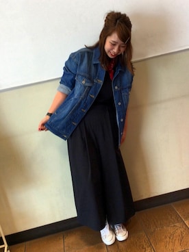 「ジーユーコーデ」｜「アイテム（デニムジャケット）」を使った、ayanaさん（レディース・162cm）の秋コーディネート