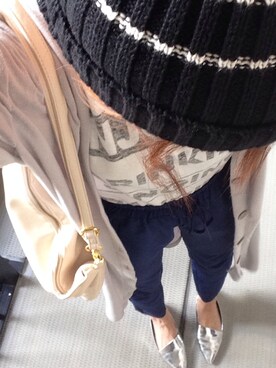 「シルバーシューズ」｜「アイテム（ニットキャップ/ビーニー）」を使った、YUKA.さん（レディース・165cm）の秋コーディネート