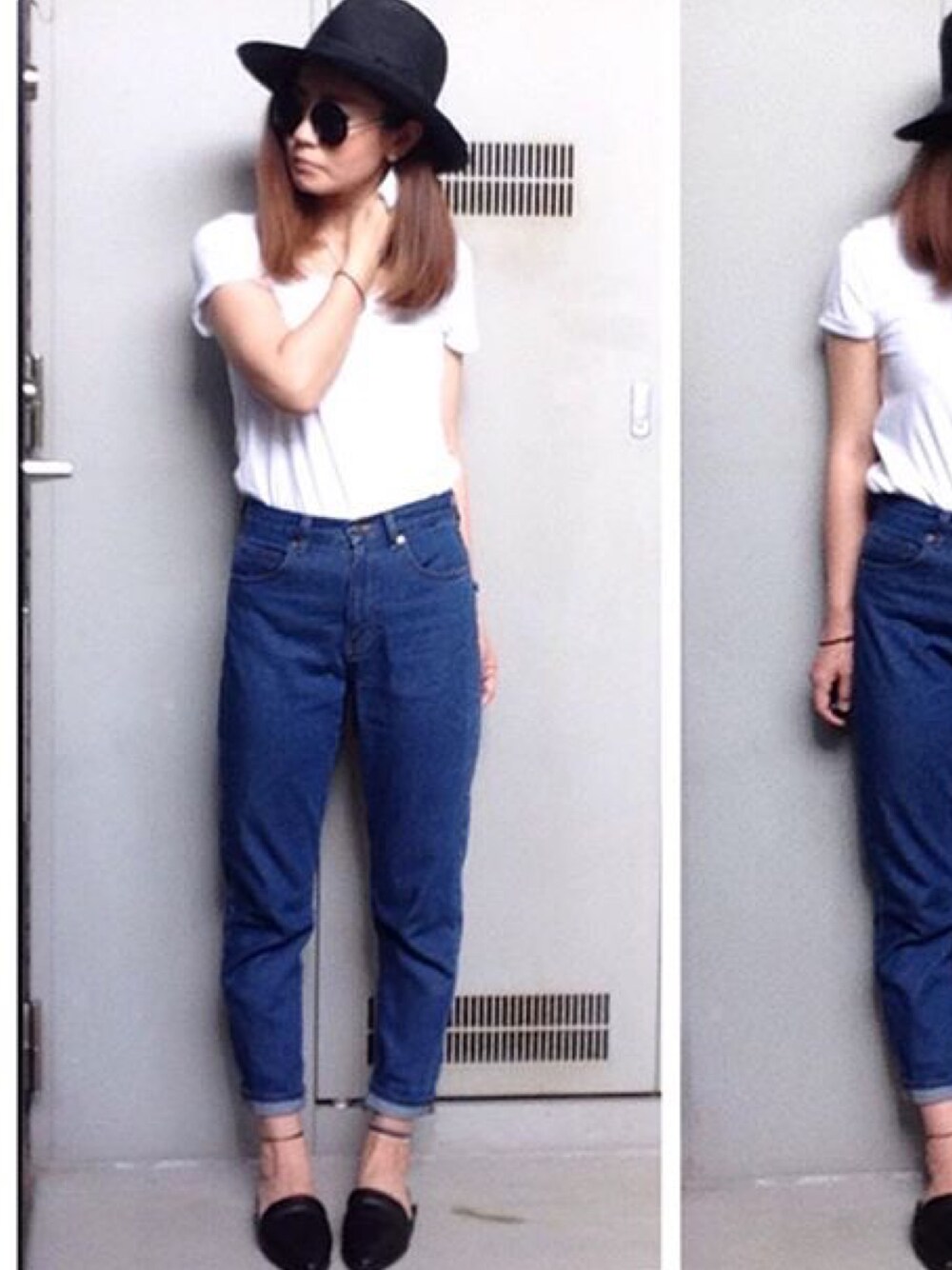 「デニム、ハット、GU、FOREVER 21、アズールバイマウジー(AZUL by moussy)、AZUL by moussy」｜「GUのアイテム（デニムパンツ、ブルー系）」を使った、YUKA.さん（レディース・165cm）の夏コーディネートの1枚目の写真