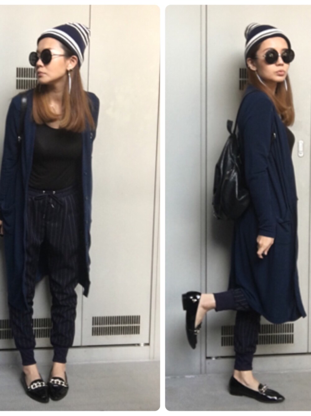 「シンプル、ロングカーディガン、ゆるコーデ、ママコーデ、プチプラ、GU、UNIQLO、しまむら、FOREVER 21、ZARA」｜「FOREVER 21のアイテム（バックパック/リュック、ブラック系）」を使った、YUKA.さん（レディース・165cm）の冬コーディネートの1枚目の写真