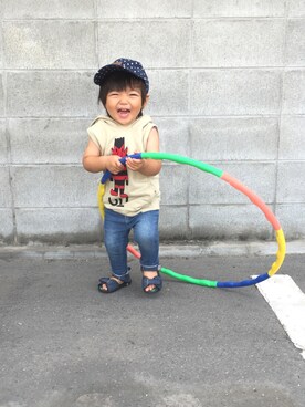 「uu」｜「アイテム（帽子）」を使った、HARURUさん（キッズ・80cm）の夏コーディネート