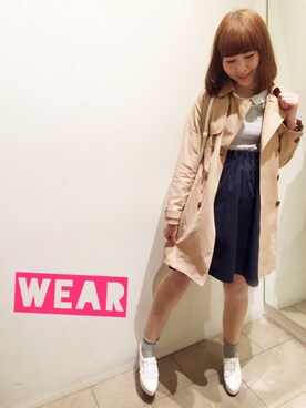 「ドッキングワンピ」｜「アイテム（トレンチコート）」を使った、michan🍓(o❛◡❛o)さん（レディース・161cm）の春コーディネート