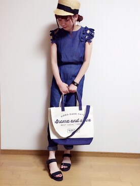 「KIKKA THE DIARY OF（キッカ　ザ　ダイアリー　オブ）のアイテム（オールインワン・サロペット）」を使った、michan🍓(o❛◡❛o)さん（レディース・161cm）の夏コーディネート