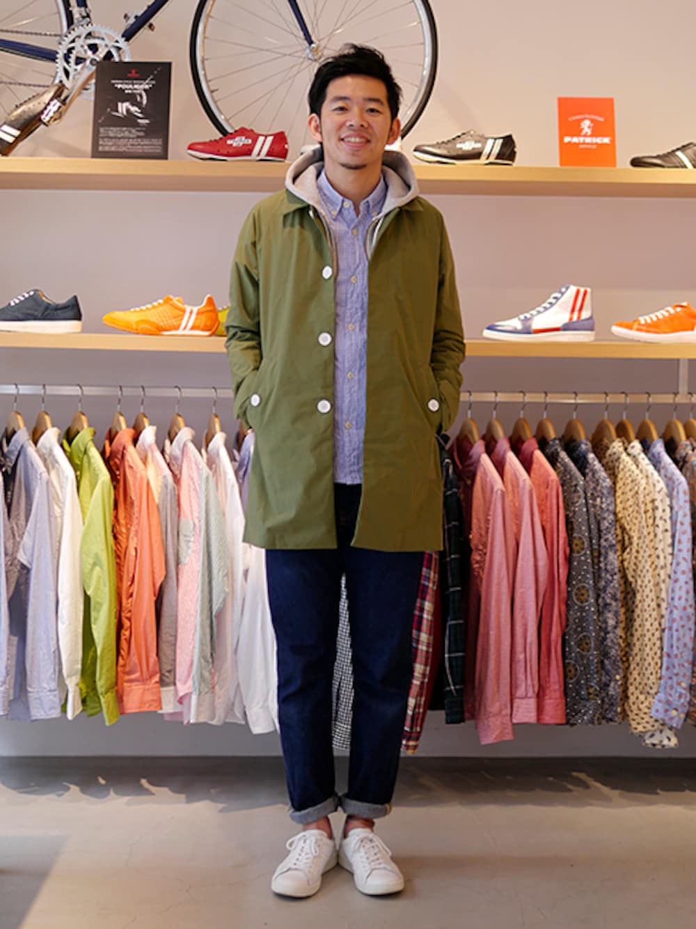 「Patrick、 パトリック、 PUNCH、 パンチ」｜「PATRICKのPUNCH07(パンチ07)_WHT（スニーカー、ホワイト系）」を使った、matsu_no_motoさん（メンズ・176cm）の夏コーディネートの1枚目の写真