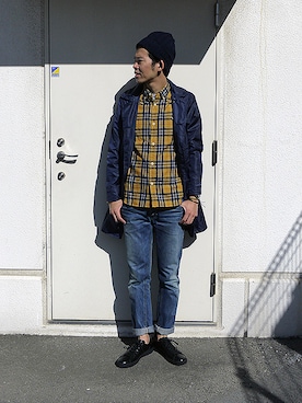 「PATRICK（パトリック）のアイテム（ステンカラーコート）」を使った、matsu_no_motoさん（メンズ・176cm）の秋コーディネート