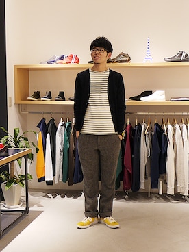 「ツイードパンツ」｜「アイテム（スニーカー）」を使った、matsu_no_motoさん（メンズ・176cm）の冬コーディネート