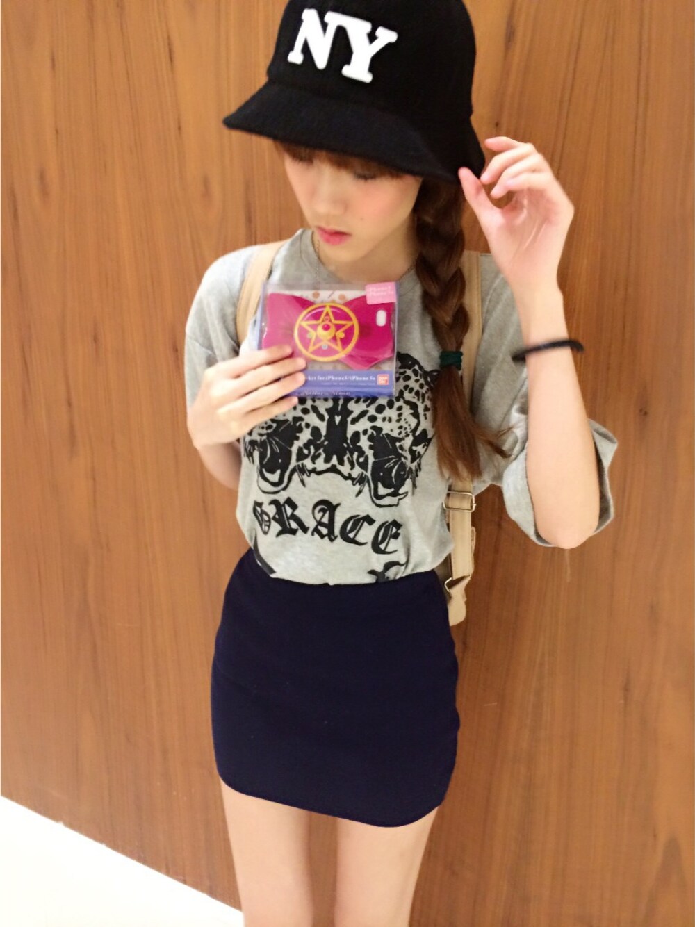 「korea、STYLE、hat、Hong Kong、summer、tiger」｜「A landのアイテム（ハット、ブラック系）」を使った、jnfさん（レディース・170cm）の夏コーディネートの1枚目の写真