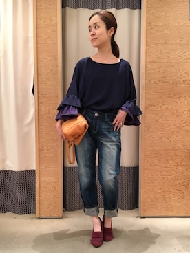 「Q（キュー）のアイテム（バッグ）」を使った、kubさん（レディース・152cm）の夏コーディネート