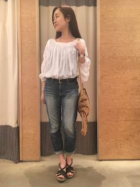 「Q（キュー）のアイテム（パンツ）」を使った、kubさん（レディース・152cm）の夏コーディネート