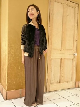 「Q（キュー）のアイテム（パンツ）」を使った、kubさん（レディース・152cm）の秋コーディネート