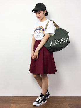 「SURF'S UP PEANUTS（サーフズアップピーナッツ）のアイテム」を使った、hinaさん（レディース・163cm）の夏コーディネート