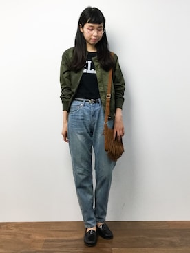 「アイテム（MA-1）」を使った、hinaさん（レディース・163cm・20代）の秋コーディネート