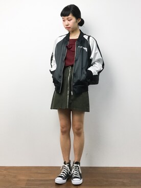 「WC（ダブル シー）のアイテム（ブルゾン）」を使った、hinaさん（レディース・163cm）の秋コーディネート