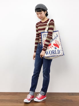 「 MAKE UP（メイクアップ）のアイテム（バッグ）」を使った、hinaさん（レディース・163cm）の秋コーディネート