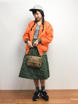 「アイテム（MA-1）」を使った、hinaさん（レディース・163cm・20代）の秋コーディネート