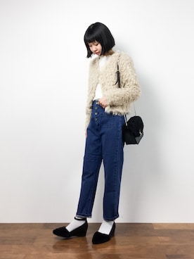 「Cheek（チーク）のアイテム（その他アウター）」を使った、hinaさん（レディース・163cm）の冬コーディネート