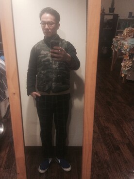 「アイテム（ダウンベスト、その他）」を使った、キャサさん（メンズ・171cm）の冬コーディネート