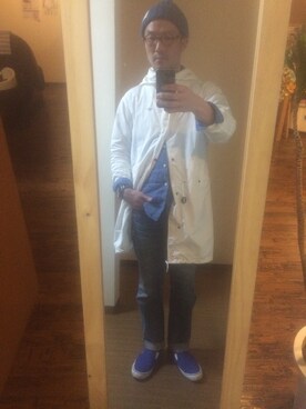 「HARE（ハレ）のアイテム（モッズコート）」を使った、キャサさん（メンズ・171cm）の春コーディネート