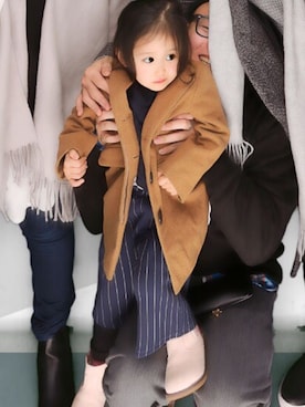 「プリクラ」｜「アイテム（チェスターコート）」を使った、yurasmileさん（キッズ・90cm）の冬コーディネート