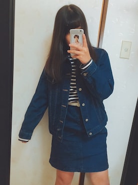 「オルチャンファッション」｜「アイテム（デニムジャケット）」を使った、a K n ♡さん（レディース・152cm）の秋コーディネート