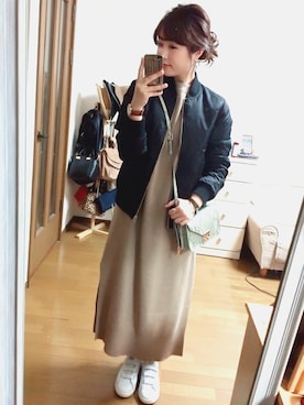 「Daniel Wellington」｜「アイテム（ミリタリージャケット）」を使った、akaa*さん（レディース・159cm）の冬コーディネート