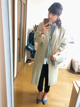 「ADAM ET ROPE'（アダムエロペ）のアイテム（ステンカラーコート）」を使った、akaa*さん（レディース・159cm）の春コーディネート