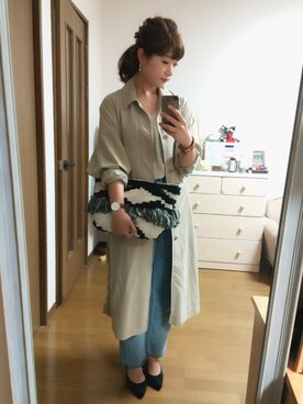 「ADAM ET ROPE'（アダムエロペ）のアイテム（ステンカラーコート）」を使った、akaa*さん（レディース・159cm）の春コーディネート