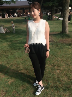 「CONVERSE（コンバース）のconverse（コンバース） ALL STAR OX（オールスターOX）（スニーカー）」を使った、akaa*さん（レディース・159cm）の夏コーディネート