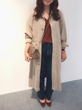 「ADAM ET ROPE'（アダムエロペ）のアイテム（ステンカラーコート）」を使った、akaa*さん（レディース・159cm）の秋コーディネート