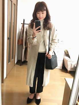 「ADAM ET ROPE'（アダムエロペ）のアイテム（ステンカラーコート）」を使った、akaa*さん（レディース・159cm）の秋コーディネート