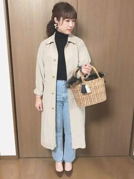 「ADAM ET ROPE'（アダムエロペ）のアイテム（ステンカラーコート）」を使った、akaa*さん（レディース・159cm）の秋コーディネート