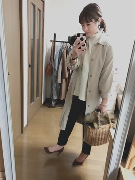 「ADAM ET ROPE'（アダムエロペ）のアイテム（ステンカラーコート）」を使った、akaa*さん（レディース・159cm）の秋コーディネート