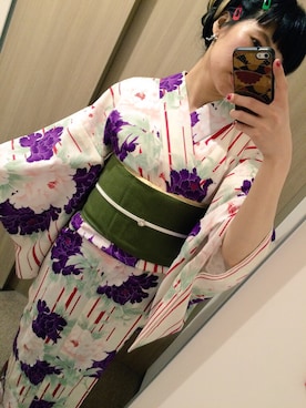 「アイテム（水着/着物・浴衣、シルバー系）」を使った、わみさん（レディース・151cm）の夏コーディネート