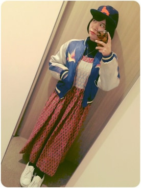 「ヴィンテージワンピース」｜「アイテム（帽子）」を使った、わみさん（レディース・151cm）の春コーディネート