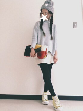 「STOF（ストフ）のアイテム（帽子）」を使った、eanさん（レディース・155cm）の冬コーディネート