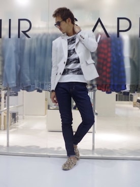 「DOWBL（ダブル）のアイテム（ジャケット/アウター）」を使った、kensuke sugawaraさん（メンズ・175cm）の春コーディネート
