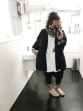 「オーバーサイズコート」｜「アイテム（カーディガン/ボレロ）」を使った、higeさん（メンズ・165cm）の秋コーディネート