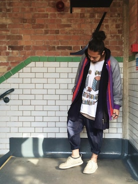 「oversize」｜「アイテム（ナイロンジャケット）」を使った、higeさん（メンズ・165cm）の春コーディネート