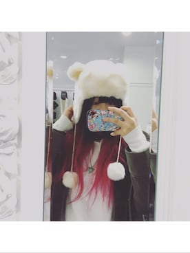 「FOREVER 21（フォーエバー トゥエンティーワン）のアイテム（帽子、ホワイト系）」を使った、ひ みさん（レディース・160cm）の冬コーディネート