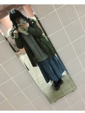 「Dr. Martens（ドクターマーチン）のアイテム（ブーツ、ブラック系）」を使った、ひ みさん（レディース・160cm）の冬コーディネート