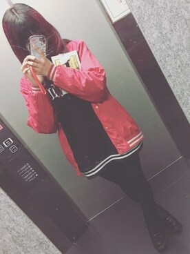 「MEANINGのアイテム（パーカー、ブラック系）」を使った、ひ みさん（レディース・160cm）の春コーディネート