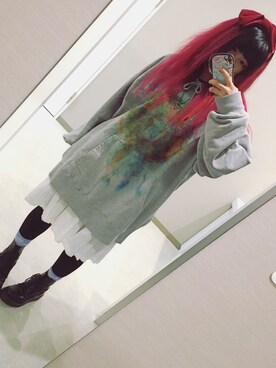 「染 0658のアイテム（パーカー、グレー系）」を使った、ひ みさん（レディース・160cm）の夏コーディネート