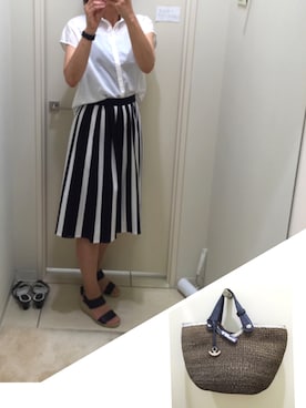 「TOFF&LOADSTONE（トフアンドロードストーン）のアイテム（かごバッグ）」を使った、mamachanさん（レディース・168cm）の夏コーディネート