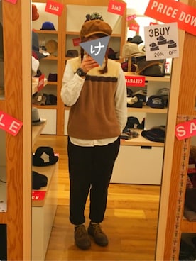 「G-SHOCK」｜「アイテム（キャスケット）」を使った、けだまさん（レディース・164cm）の冬コーディネート