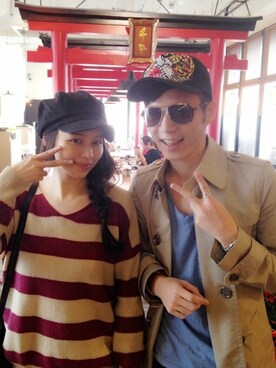 「EDHARDYのアイテム（キャップ、ブラック系）」を使った、陳奇さん（メンズ・170cm）の夏コーディネート