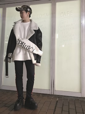 「Chica（チカ）のアイテム（ライダースジャケット）」を使った、オダジマ ミユキ【LHP WOMEN】さん（レディース・160cm）の秋コーディネート