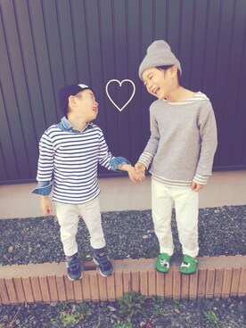 「きょうだい」｜「アイテム（スウェット）」を使った、nati+genさん（キッズ・120cm）の春コーディネート