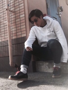 「A.D.S.R.（エーディーエスアール）のアイテム（サングラス、ブラック系）」を使った、S,hunさん（メンズ・170cm）の冬コーディネート